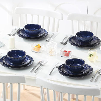 MALACASA 12 Pieces Dinnerware Sets, Modern Plates and Bowls Sets, Kitchen - Image 7