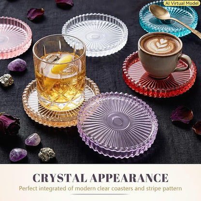 VIBRATITE 4 Inch Glass Coasters Set of 6, Crystal-Like Appearance - Image 4