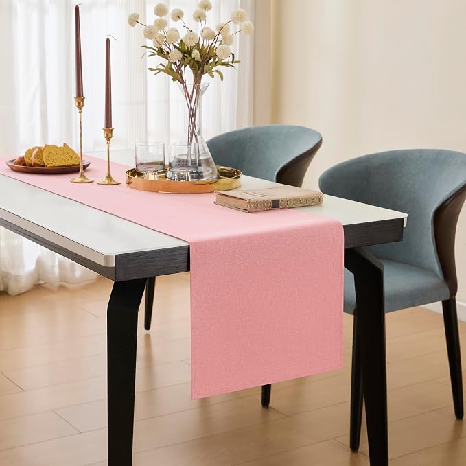 YATOJUZI Pink Table Runner Valentines Day Seasonal Summer Kitchen Dining Coffee - Image 5