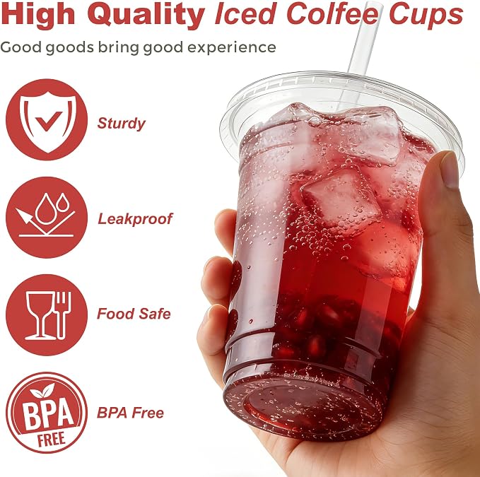 Ginkgo 100 Pack - 16 oz Clear Plastic Cups - Image 3