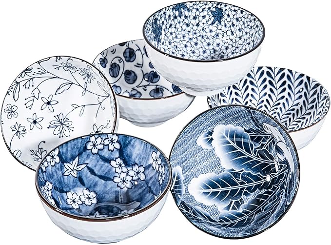 Japanese Style Ceramic Rice Bowls, 10 Ounces Small Salad, Ice Cream Snack Dip by SwuutKitchen
