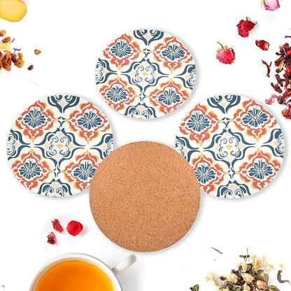 Seamless Asian Traditional Patterns Round Drink Coaster Set of 4 Heat Resistant - Image 6