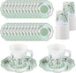 24 Sets Eucalyptus Leaf Tea Party Cups, 7 OZ Disposable Paper Tea Cups | by NatNarr