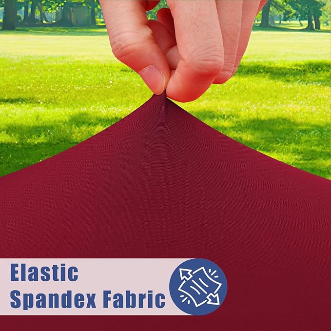 Spandex 6 Foot Rectangle Table Cloth 2 Pack, Elastic Fitted Tablecloths for Picnic, Stretch Washable Patio Table Cover for Outdoor, Camping, Banquet and Parties (Wine Red, 30"x72")