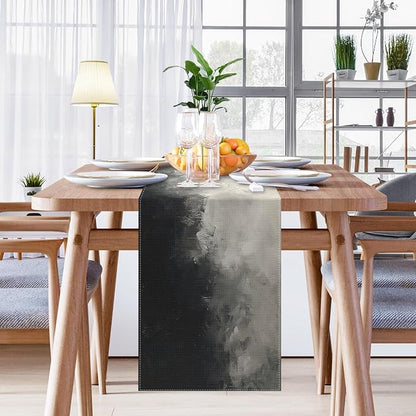 Emvency Table Runner, 13x72 Inch, Abstract Modern Black | And White Oil - Image 7