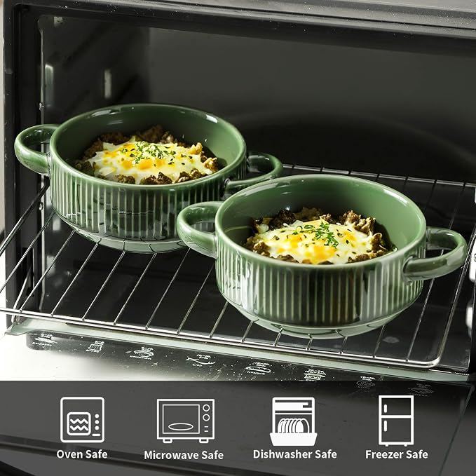 Soup Bowls with Handles, 23 oz French Onion Soup Crocks, Stackable Soup Bowl - Image 5