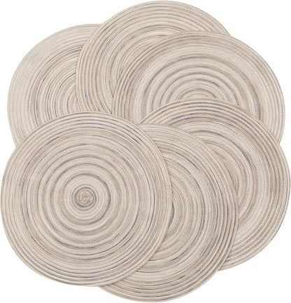 SHACOS Round Braided Placemats 15 inch Set of 6 Washable Kitchen Table Placemats - Image 4