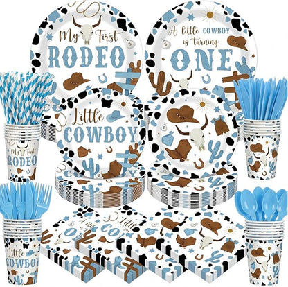 450 Pcs My First Rodeo Birthday Tableware Set Decorations Western Cowboy 1st by Unknown