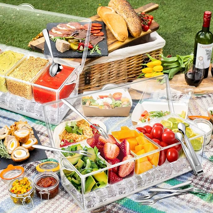 Condiment Tray with Stainless Steel Tableware, Chilled Condiment Server | Bar - Image 3