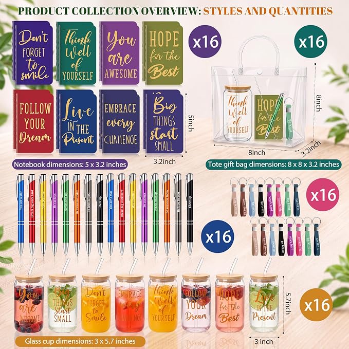 Rtteri 80 Pcs Inspirational Glass Cup Bulk Gift Set 16oz Tumbler - Image 2
