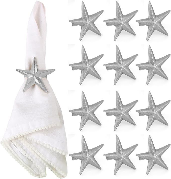 Star Napkin Rings, Durable Aluminum Napkin Holder by ALPHALivingHOME