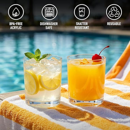 Zulay Kitchen Plastic Drinking Glasses – 12oz Rocks Acrylic Shatterproof Cups - Image 3