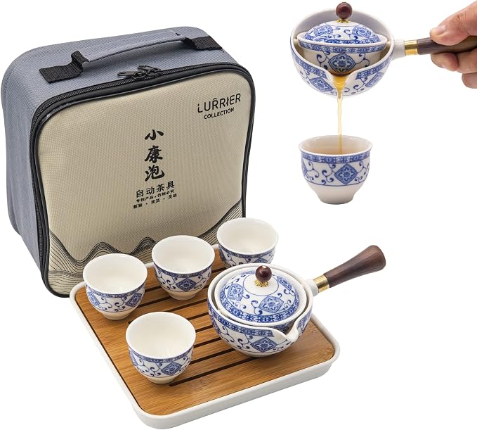LURRIER Porcelain Chinese Gongfu Tea Set, Portable Teapot Set by LURRIERUS