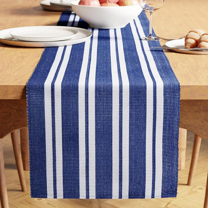 Encasa XO Dining Table Runner 13"x98" | Yarn Dyed Fine Ribbed Cotton | Franca by EncasaXO