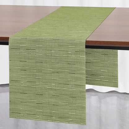 Myir JUN Green Table Runner Home Decor Dining Table Runners | Vinyl Table by MyirJUN