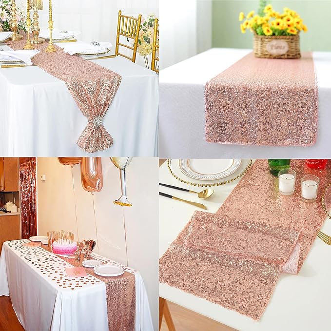 12 Packs 12 X 72 Inch Sequin Table Runner Glitter Dining Table Runner - Image 7