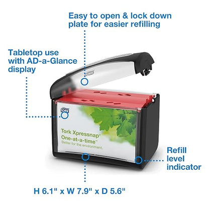 Tork Xpressnap Tabletop Napkin Dispenser Black, 6232100 | One-at-a-time - Image 2