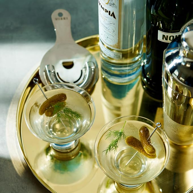 Viski Heavy Base Stemless Martini Glasses Set of 2, Crystal Cocktail Glasses - Image 4