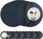 13-Inch Faux Leather Round Placemats Set of 12, Waterproof Anti-Slip Dual Sided Place mats, Heat Resistant Washable Table Mats with Coaster, Suitable for Indoor & Outdoor (12, Black Navy Blue)