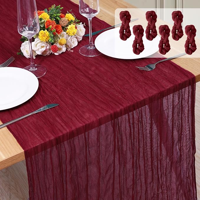 6 Pack Cheesecloth Table Runner 10Ft Christmas Gauze Boho Table Runners by Home