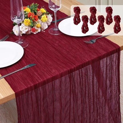 6 Pack Cheesecloth Table Runner 10Ft Christmas Gauze Boho Table Runners by Home