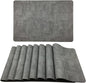 WAZAIGUR Waterproof Easy to Clean Non-Slip Heat Resistant Thick Faux Leather Placemats for Dining Table Set of 8,Light Grey