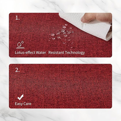 BALCONY & FALCON Placemats Set of 4 Faux Linen Cloth Place Mats Washable Waterproof Wrinkle Resistant Table Placemats for Dining Kitchen Farmhouse Indoor & Outdoor Use(Ruby Red, 13.8”x 17.7”