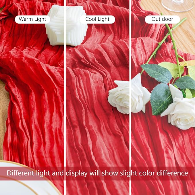 Cheesecloth Table Runner 10FT 2Pcs Red Boho Gauze Sheer Runners | Cheese Cloth - Image 8