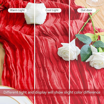 Cheesecloth Table Runner 10FT 2Pcs Red Boho Gauze Sheer Runners | Cheese Cloth - Image 8