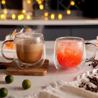 CNGLASS 16oz Double Walled Glass Coffee Mugs, Large Clear Coffee Cups - Image 5