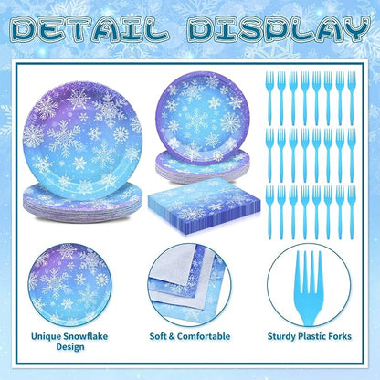 96 Pieces Snowflake Winter Party Supplies Set - Image 3
