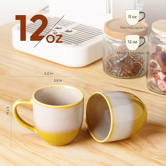 theterra Ceramic Coffee Mugs Set of 6, 12 oz Coffee Cups - Image 2