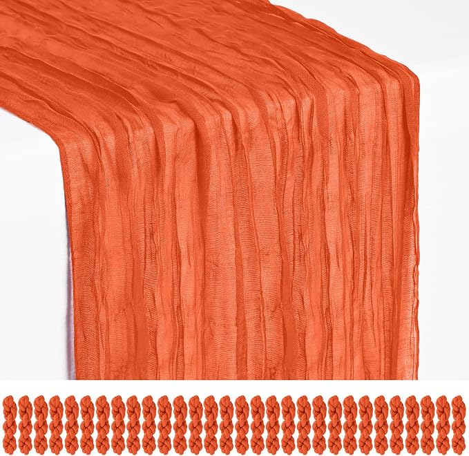 Showgeous 30 Pack Orange Cheesecloth Table Runner, 17 x 108 Inches | Boho by Showgeous