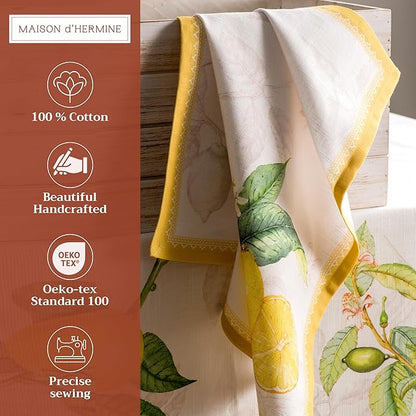 Maison d' Hermine Cloth Napkins Set of 4 100% Cotton Everyday Reusable Square Napkins Cloth Washable Dinner Party Wedding Restaurant Valentines Day Decorations Spring/Summer (Limoncello, 20" x 20")