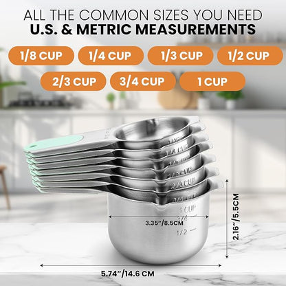 Spring Chef Magnetic Stainless Steel Measuring Cups Set of 7 Patented, Mint | - Image 5