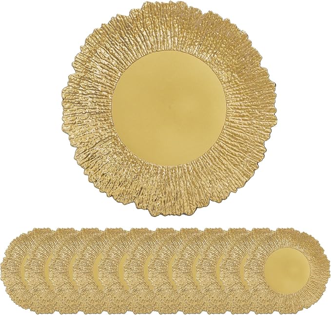 Coloch Set of 12 Gold Charger Plates, Home Dinner Use - Image 3