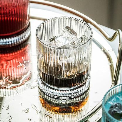 KEMORELA Ribbed Glass Cups Set, 13oz Vintage Drinking Glassware Set of 4 - Image 6