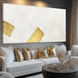 YJYart White Wall Art Hand Paintings Wall Decor Gold Pictures Abstract Canvas Arts 24"x48" for Living Room Dinning Room