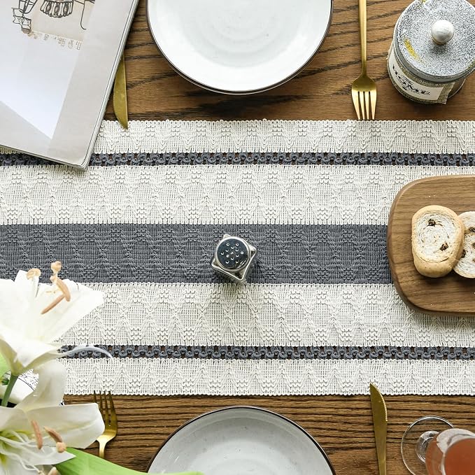 Artoid Mode Dark Green Rustic Woven Table Runner 12x36 Inch | Holiday Farmhouse - Image 3