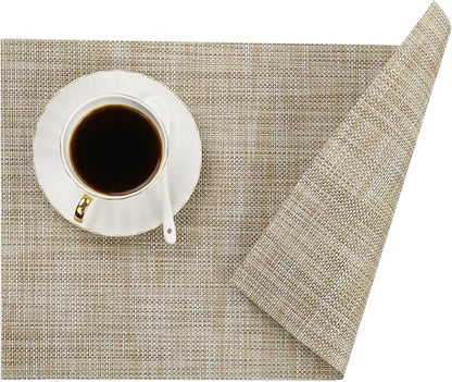 SHACOS Placemats Set of 4 Woven Vinyl Reversible Plastic Durable Place Mats - Image 8
