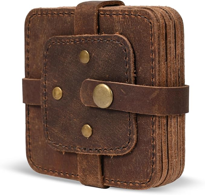 Set of 6 Coaster Geniune Leather Tea Coasters - Image 5