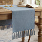 Cotton Linen Table Runner, 13x90 Inch, Dusty Blue by Aoztio