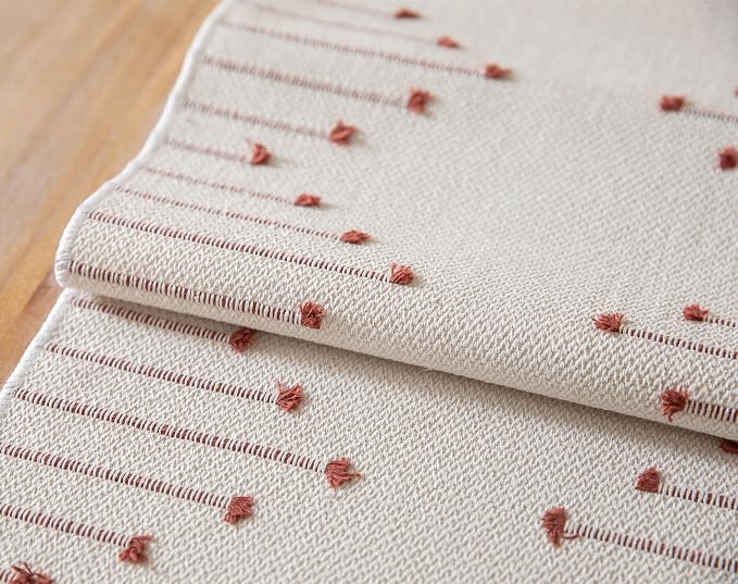 Caflife Boho Table Runner 13 x 60 Inch Long Natural Cotton Woven Runner - Image 4