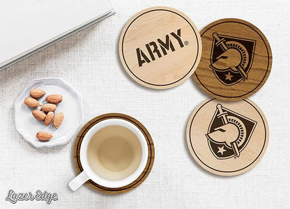 LazerEdge Army West Point Black Knights Wooden Coaster Set - Maple Wood - Officially Licensed Product - 4-Pack