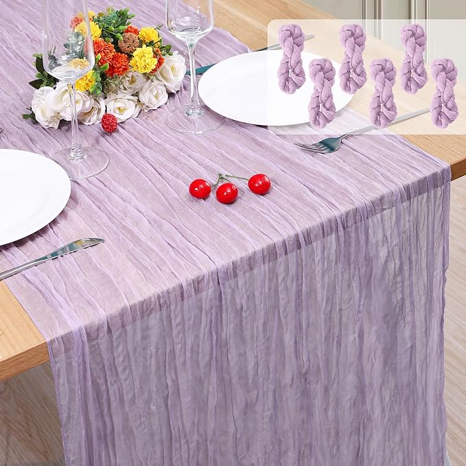 6 Pack Cheesecloth Table Runner 10Ft Christmas Gauze Boho Table Runners by Home