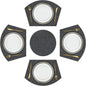 SHACOS Large Size Wedge Placemats with Centerpiece Round Mat Set of 5 Round Table Place Mats Washable Dining Table Placemats Reversible Durable, Black Gray