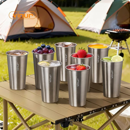 VINUR Stainless Steel Cups-20 oz Stackable Metal Drinking Glasses 8 Pcs | 20 oz - Image 7