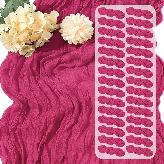 30 Pack Hot Pink Cheesecloth Table Runner 17 x 108 inch Cheese Cloth Table by Yorcari