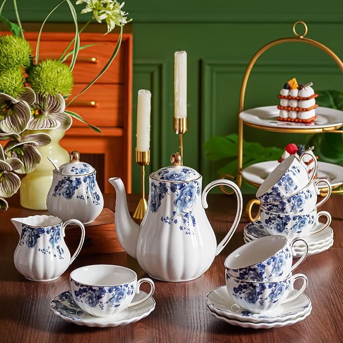Blue Flowers Ceramic Tea Set，Tea Sets - Image 4