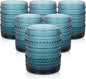ZMOWIPDL Drinking Glasses Set of 6, 12oz Blue Hobnail Glass Cups | Vintage by ZMOWIPDL